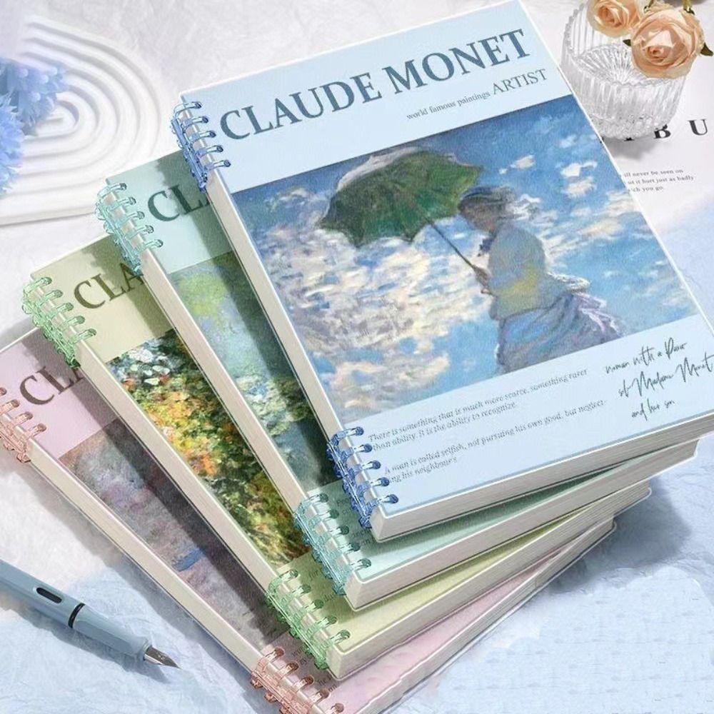 Detachable Core Binder Ring Notepad Monet Oil Paint Spiral Bound Notebook Office School
