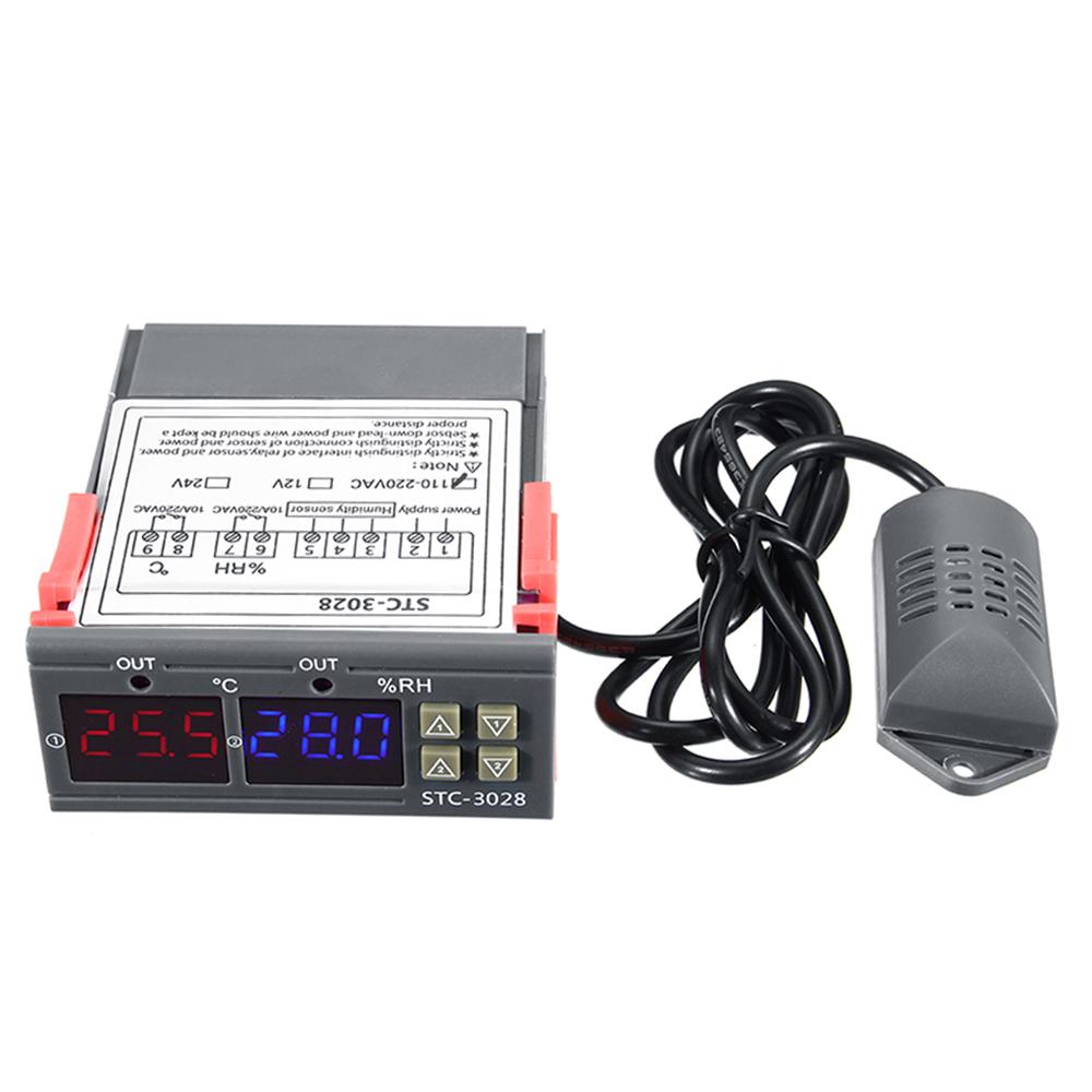 Digital Display Temperature&Humidity Controller Regulator Thermostat Hygrometer with Integrated Sensor Probe Relay