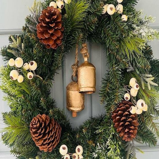 Lot De 6 Cloches Décoratives Pour Sapin De Noël - Décorations Rustiques Vintage - Cloches Dorées En Métal - Cloches Dorées En Métal Rustique Faites à La Main Avec Corde