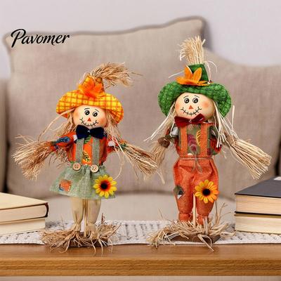 Halloween-Gartendekorationen für den Außenbereich, stehende Herbst-Vogelscheuche, rustikales Thanksgiving-Ornament für Veranda-Dekoration mit Kleidung und Hut für Herbsternte-Haus