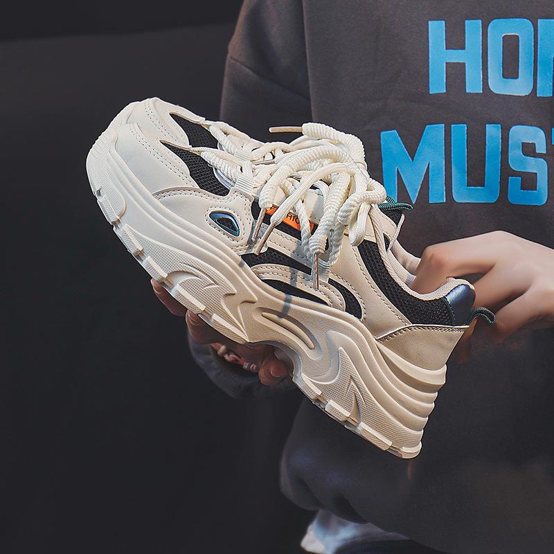 New dad shoes women's spring student sports running shoes casual thick soles increase height street shot