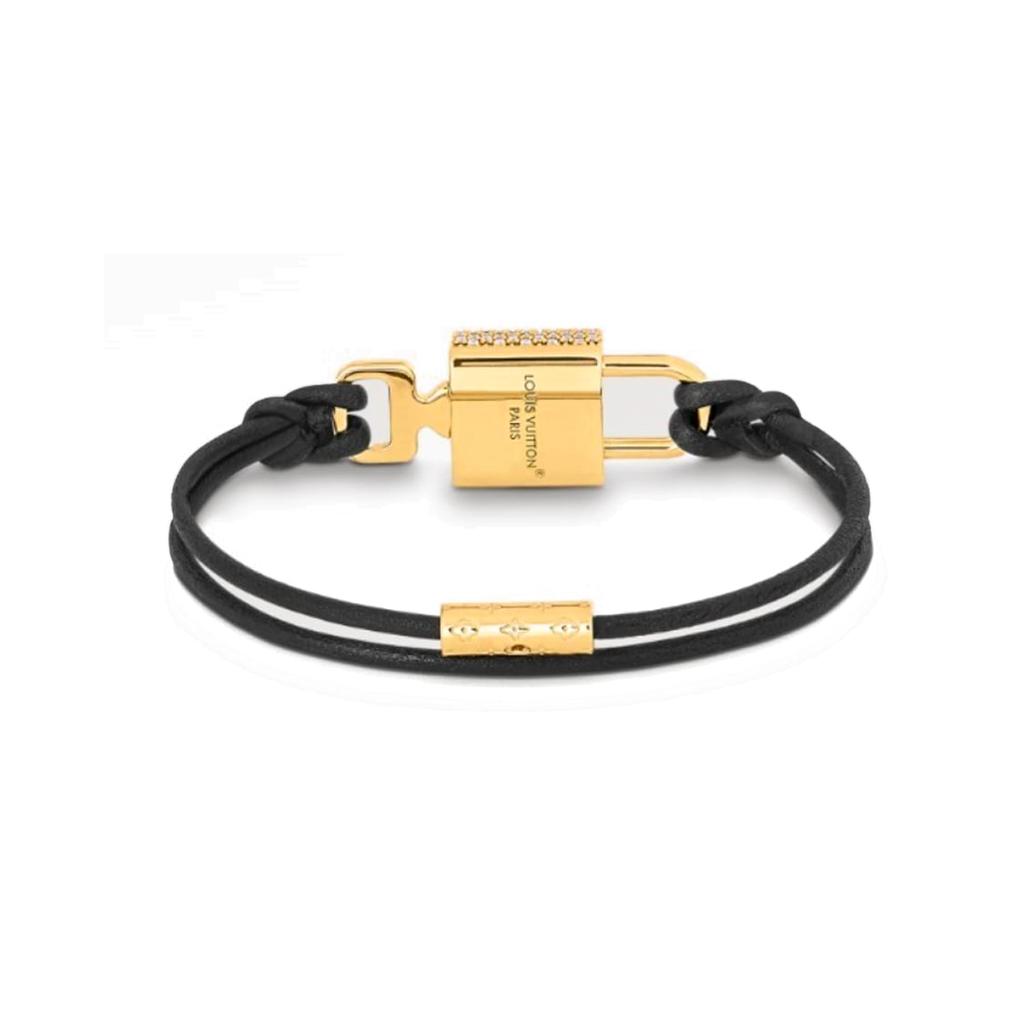 Louis Vuitton PADLOCK Leather, Crystal, Metal Bracelets Women's Black M8217E