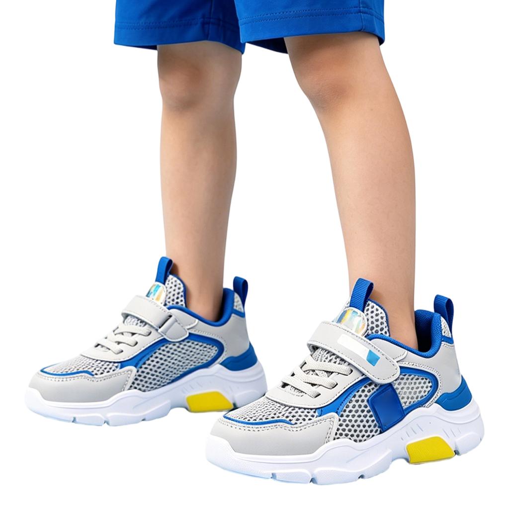 Children Running Shoes Lightweight Breathable Mesh Upper Durable Rubber Outsole Adjustable Hook and Loop Closure Athletic Sneakers for Kids