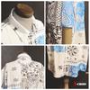 Short Sleeve Plus Bandana Paisley Open Loose American Short Korean Street Sizes Lightweight White X-cross Men's Shirt, Size, Casual, Stylish, Summer,