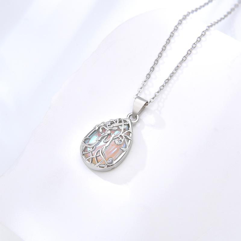925 Silver Tree of Life Moonstone Pendant Necklace for Women 925 silver
