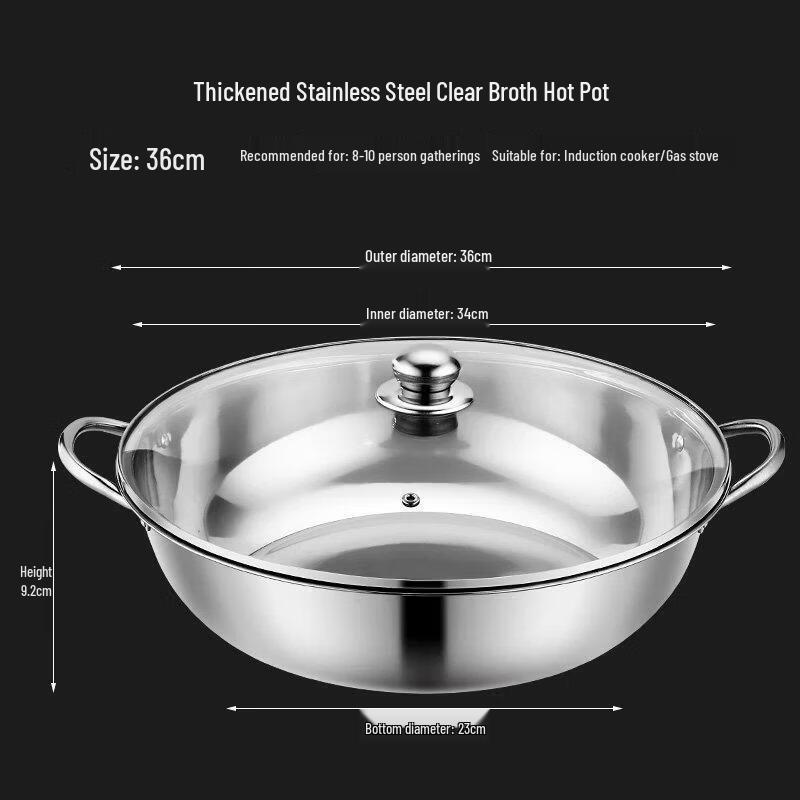 ZLIII 36cm Stainless Steel Induction Hot Pot