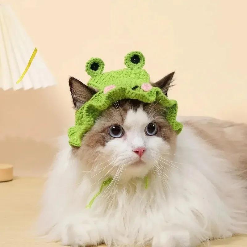 Cappello per gatti autunno inverno Cappello elastico carino raffinato per animali domestici Cuccioli Gattini Cappello lavorato a maglia Party Photo Shoot Puntelli Decorazione Accessori per gatti