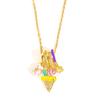 Colorful Ice Cream Necklace Simple Elegant Enamel Pendant Flower Zircon Necklace  Valentine's Day