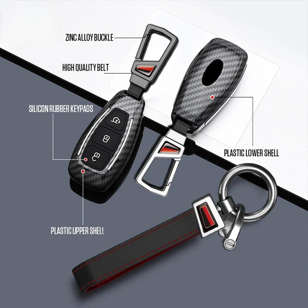 ABS Carbon Fiber Car Remote Key Case Cover Fob for Ford Focus 3 4 Fiesta Fusion Kuga Ecosport Mondeo MK3 MK4 Protect Accessories