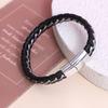 Men's Titanium Steel Woven Leather Bracelet: European-American Style, Korean Trend, Simple Bangle