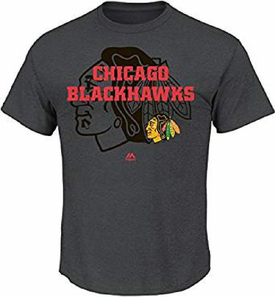 Chicago Blackhawks Men s Charcoal Wrist Shot Short Sleeve T shirt M
