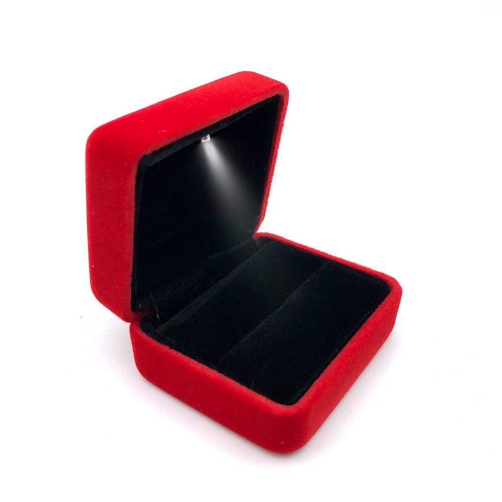 Solid Color LED Ring Jewelry Box Velvet LED Light Ring Display Case  Birthday Gift