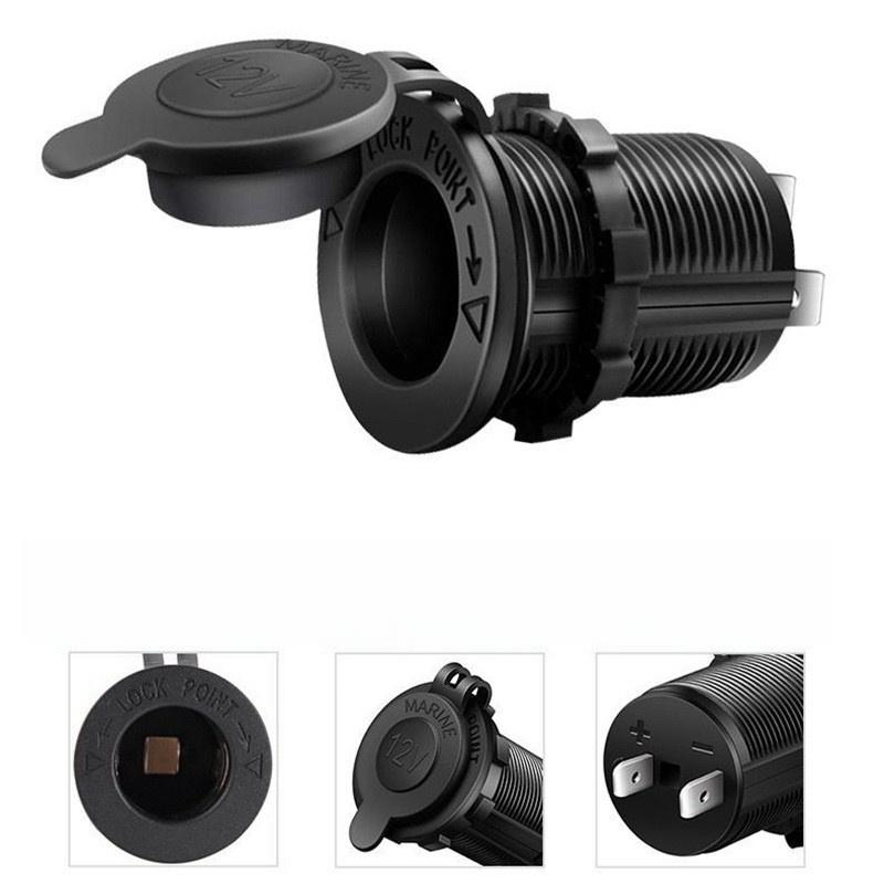 

1Pcs Waterproof Plug Socket For Car Truck Motobike Boats Marine Atv 12/24V Car Cigarette Lighter Socket With Fuse And 60Cm Cable 1pc