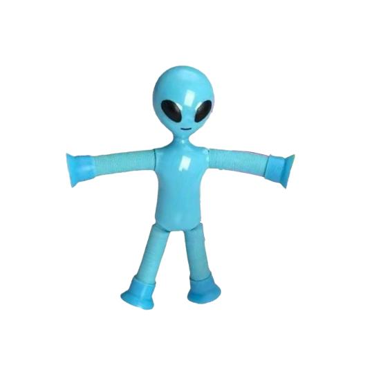 Cartoon Aliens Telescopic Tube Toy with Suction Cup Stress Relief Bendable