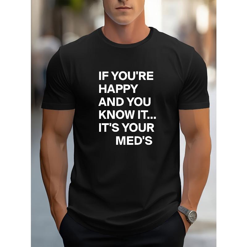 

Men s Casual Short Sleeve T-Shirt, Printed with Funny Slogan - Round Neck Summer T-Shirt, Adult Regular Fit, Breathable Fabric S чёрный