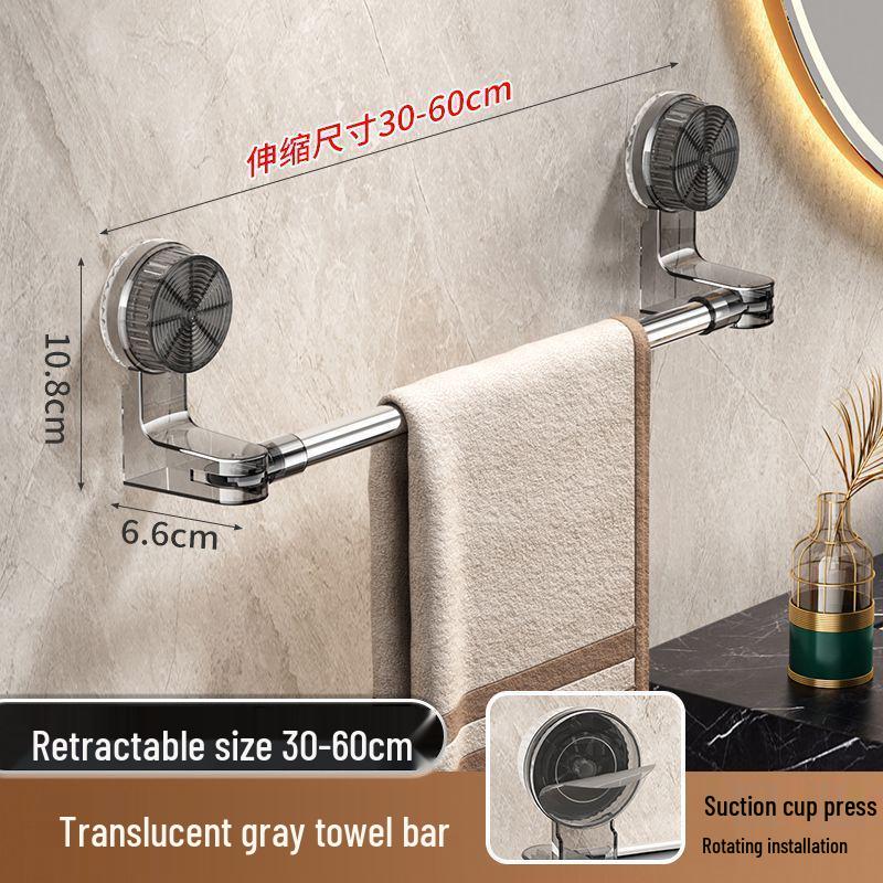 Suction Cup Rotatable Towel Rack: No-Drill, Retractable, Movable Bathroom Storage