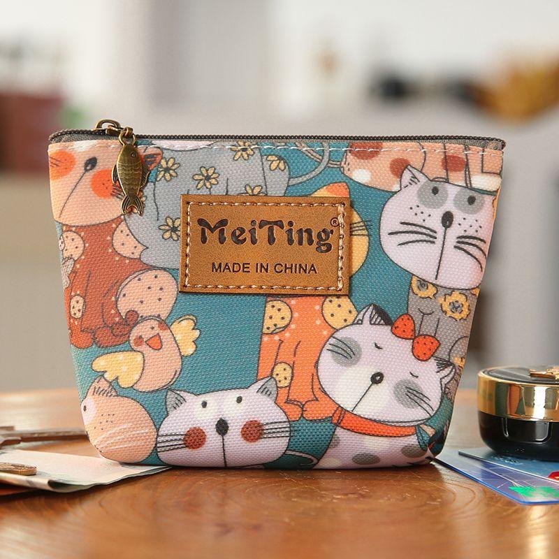 

Мультяшный принт Водонепроницаемый Мини кошелек для монет Детский кошелек для монет Помада Наушники Ювелирные изделия Хранение Ключей от машины Маленькая сумка Green Kitten Coin Purse