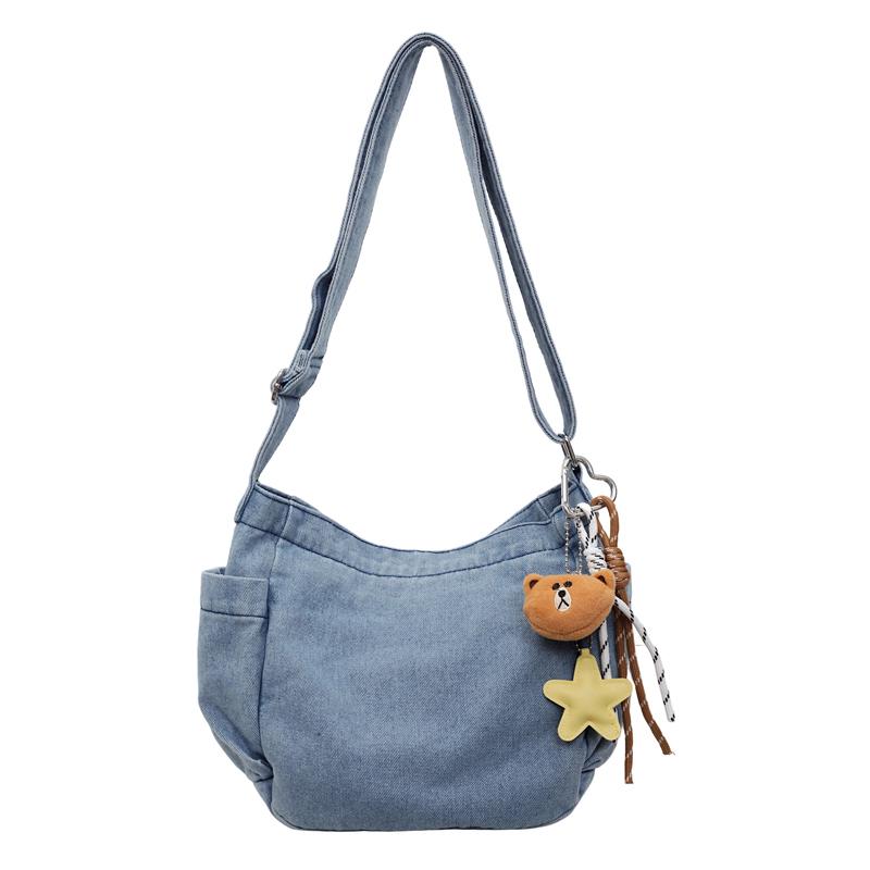 Denim-Umhängetasche mit großer Kapazität Damen Retro Pendler Umhängetasche