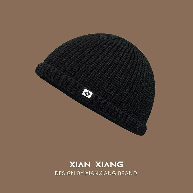 Cold hat men's autumn and winter tide warm knitted hat versatile velvet ear protector wool hat women's bag head hat
