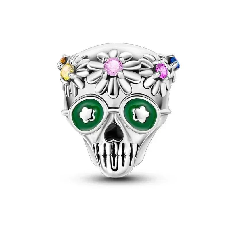 Authentic Original Copper Metal Halloween Perfect Gift Black Cat Spider Skull Pumpkin Ghost Bead Components Charm Bead Components Designed For Pan