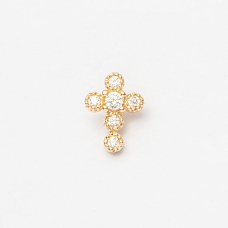 LUNNE 14k Cross Q Piercing (14k Gold) (Bar Thickness 1mm) #PIB14