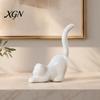 White Ceramic Figurine Nordic Minimalist Ornaments, Abstract Bear/Cat/Elephant/Cactus Sculpture Tabletop Decor for Elegant Table Centerpieces