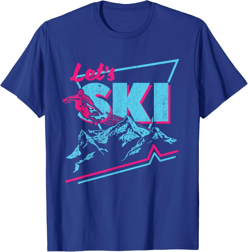Retro 80er 90er Ski Grafik T-Shirt Vintage Neon Berg Schneesport T-Shirt