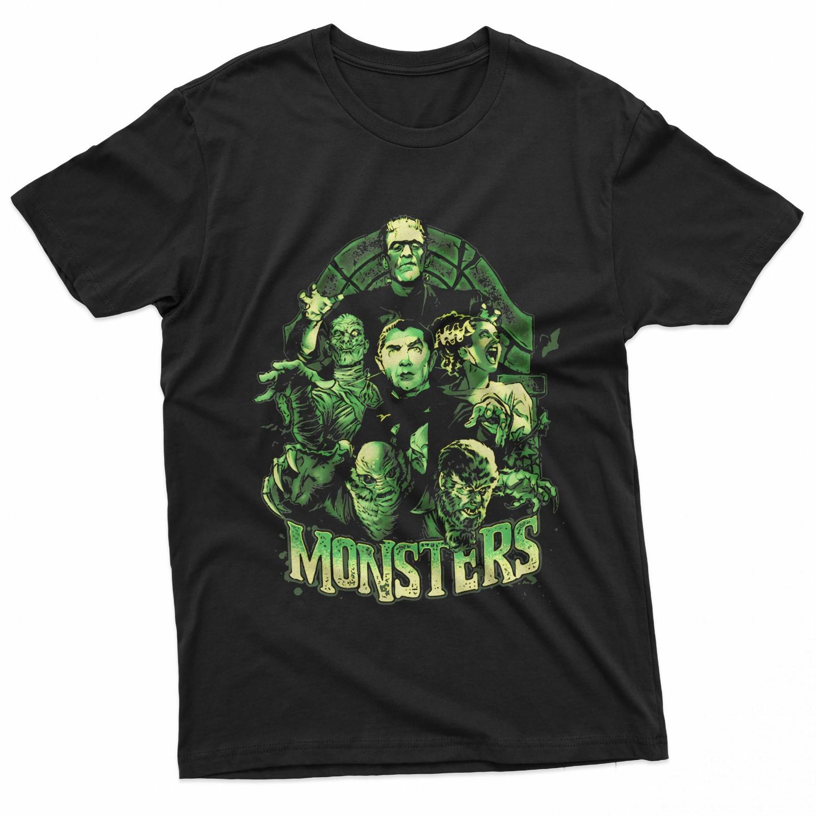 Vintage Funny Monster Mash Frankenstein Horror Movies Lovers Black T-Shirt S