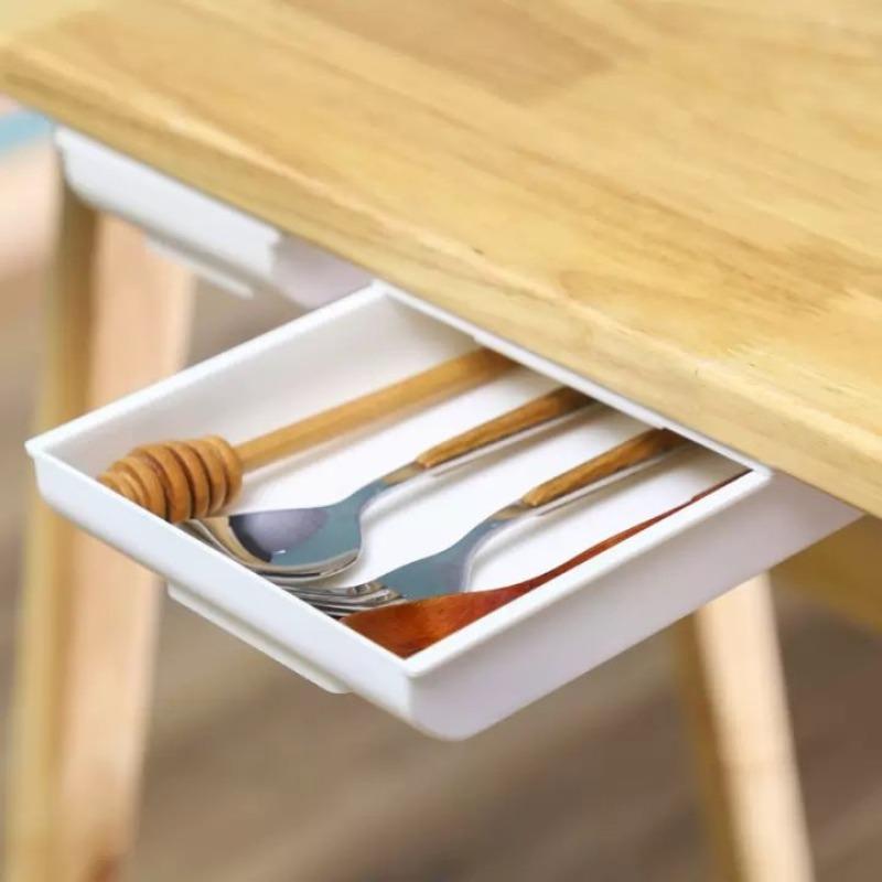 Self-Adhesive Storage Ders Desk Table Organizer Pencil Tray for Office and School Supplies Easy To Install No Tools Needed