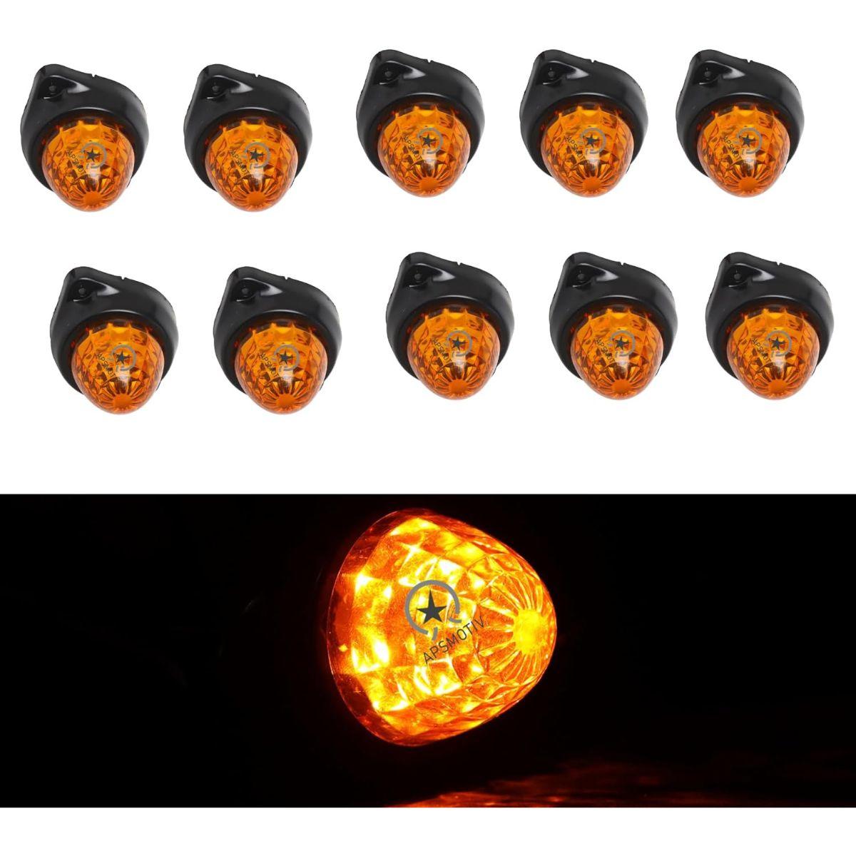 

APSMOTIV 10Pack Semi Trucks LED MARKER LIGHTS TRAILER012V Trailer Amber Chicken Lights for Semi Trucks Freightliner Cargo Marker Lights Universal Fit