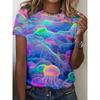 New Summer Collection for 2026! Fashionable and Colorful Jellyfish 3D Printed T-shirt,loose and Slimming Versatile Top for Women