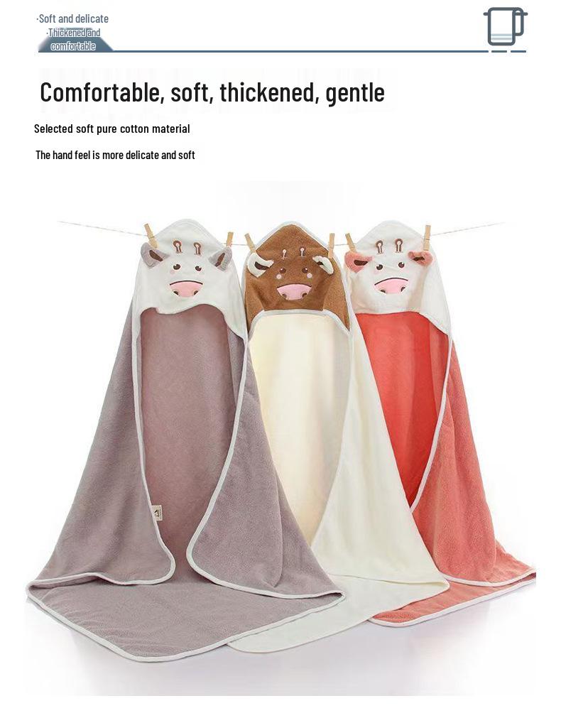 Soft Hooded Cotton Baby Cape Towel - Thick, Absorbent, & Cute Cartoon Design