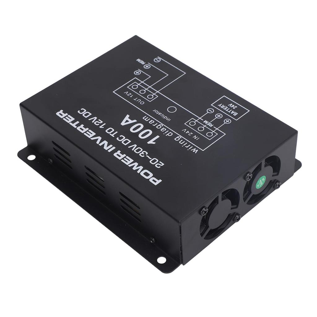 DC 24V To 12V Step-Down Converter, Voltage Reducer with Temperature Control, for Cars, Trucks, RVs, SUVs, and Buses (100A)