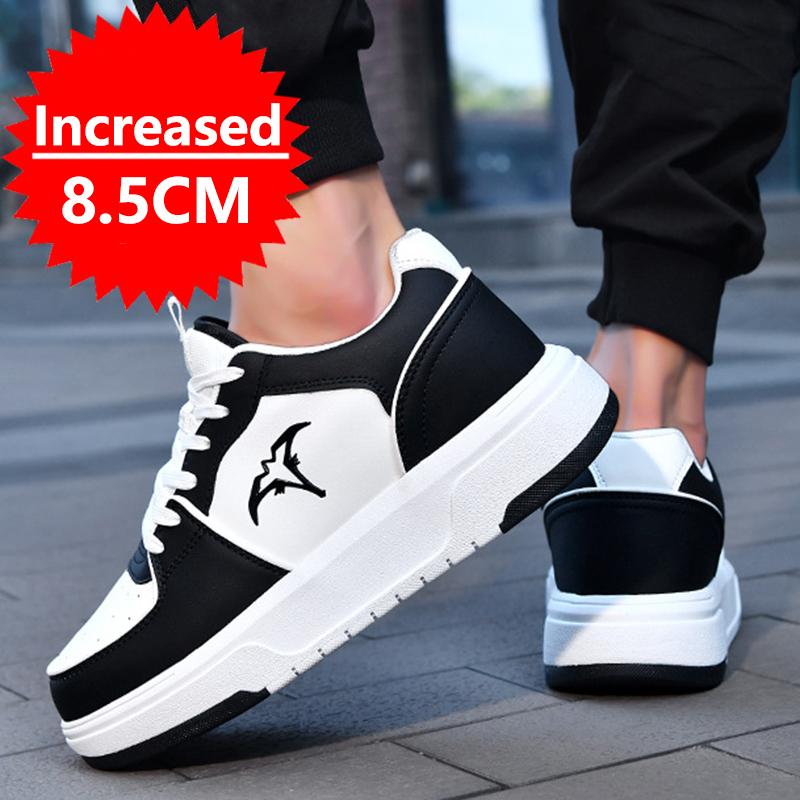 

Fashion Outdoors Men s Leather Lift Shoes For Spring And Autumn Invisible Height Increased Shoes Height Increase 5cm 8cm Casual Sneakers 44