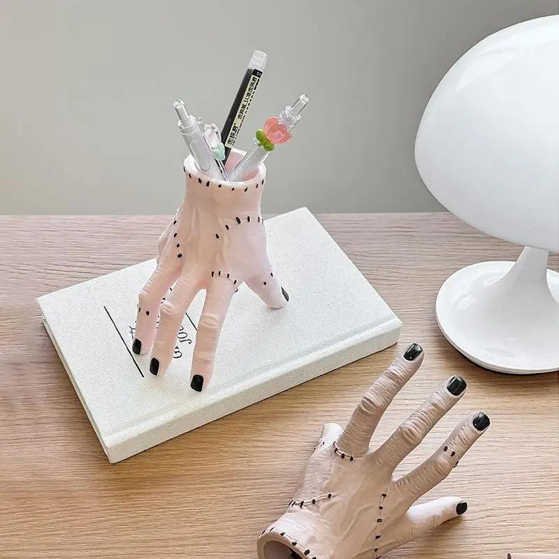 Adams Palm Broken Hand Ornament on Halloween. Garden Decoration Astor's Hand Fleshy Potted Basin Scary Palm Pen Holder Storage