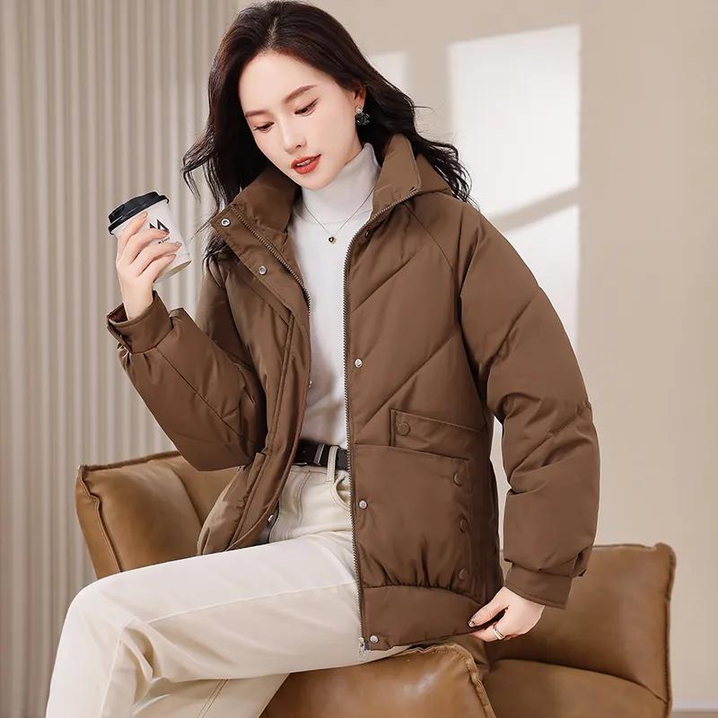 Women's Winter Loose Casual Plus Size Warm Jacket Simple Medium To Long Solid Color Jacket