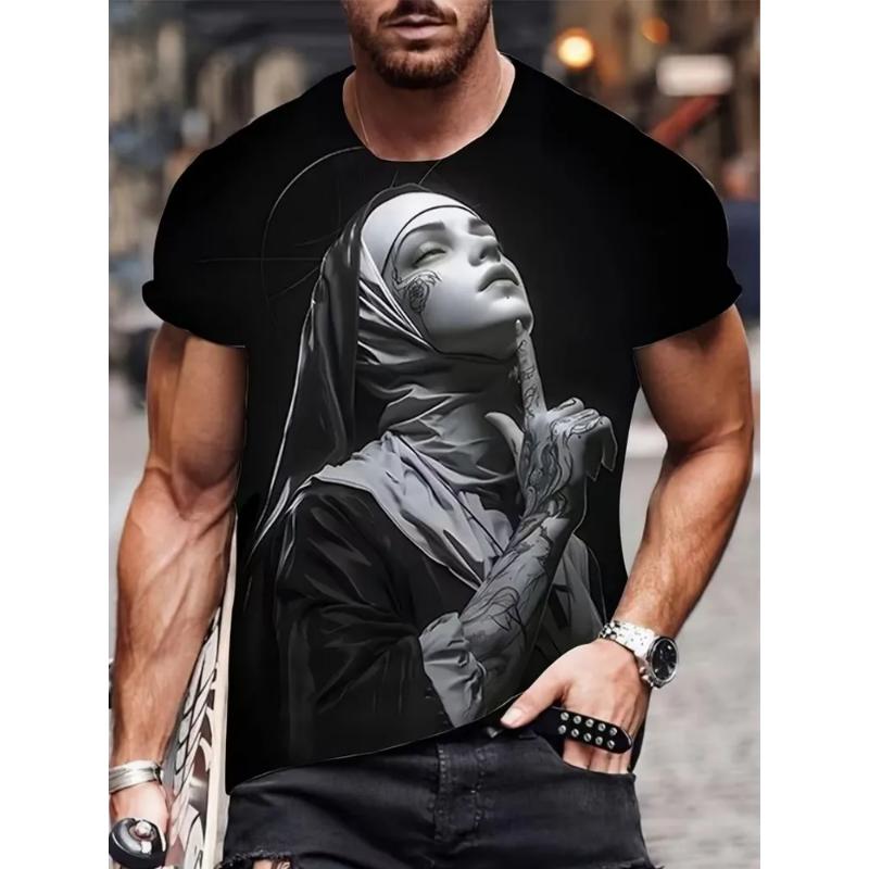 Modisches Herren-Rundhals-Kurzarm-3D-Casual-Farbprint-Casual-Kurzarm-Rundhals-T-Shirt