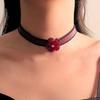 Korean version of the new Ankola red niche simple fashion design sense imitation leather hand-woven flower necklace