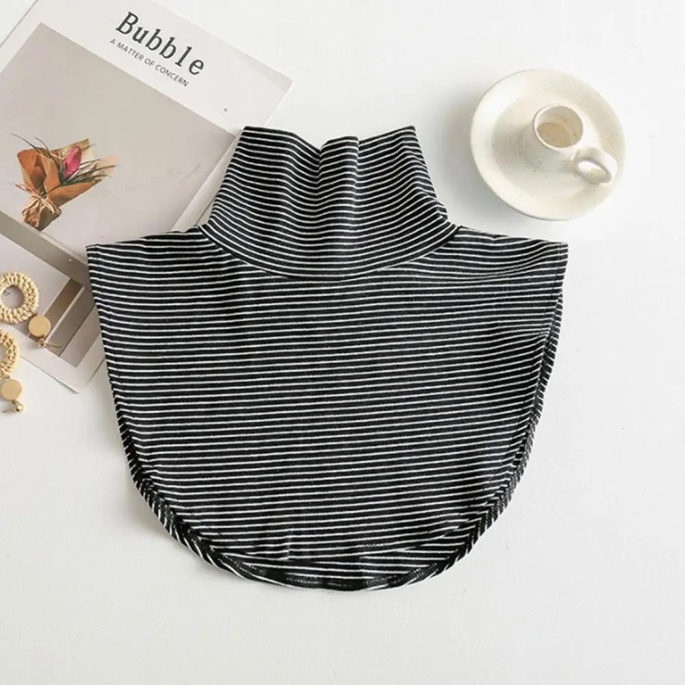 

Модный женский трикотажный съемный воротник-гольф, осенне-зимний теплый ветрозащитный шарф в рубчик, однотонная накидка