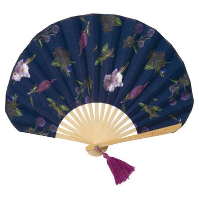 Plantica X Flower Fan In a Gift Cute Floral Perfect for and Heatstroke Trendy for Women Box, Navy, Women's, Compact, Small, Stylish, Print,