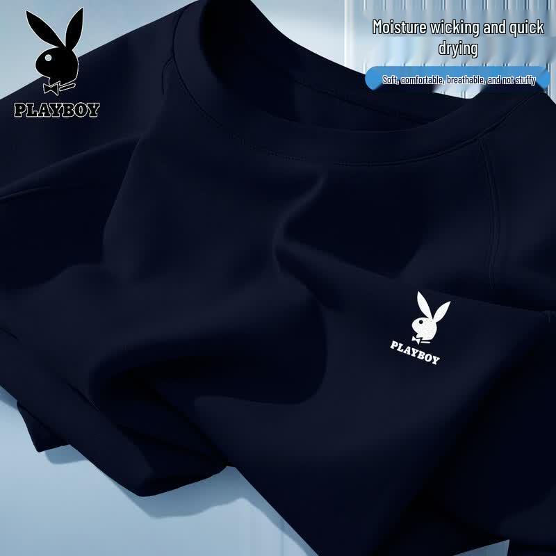 PLAYBOY Men s Antibacterial Breathable Quick-Dry Round Neck T-Shirt XL