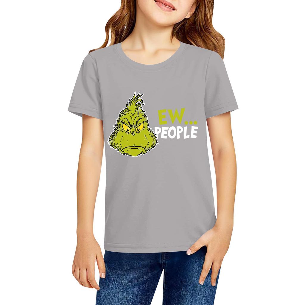 Fashionable Round Neck Short Sleeve Work Clothes Printed Tops For KID Summer Tops