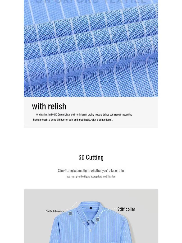 Men's Cotton Oxford Long Sleeve Shirt - Solid Color for Business Casual