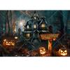 Halloween Backdrop Horror Night Full Moon Pumpkin Skull Castle Cemetery Halloween Party Adult Kids Background Decor Customized