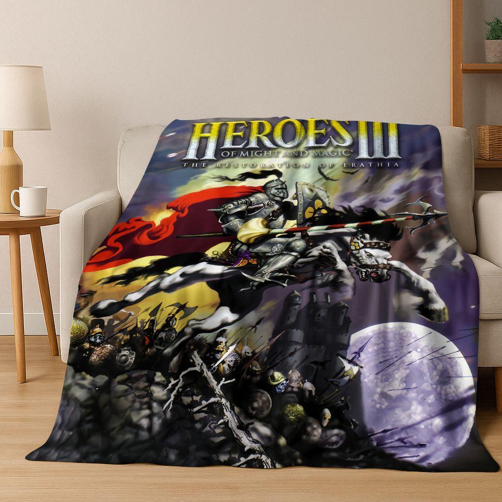 Retro Heroes of Might and Magic Map Games Art Flannel Blanket,Cozy Soft Throw Blanket for Home Bedroom Bed Sofa Cover Gift kids