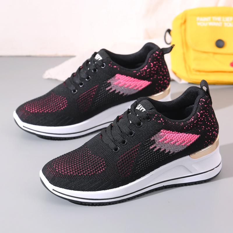 Shoes women's new wedge heel women's shoes platform shoes breathable and comfortable fly-woven mesh shoes casual sports shoes