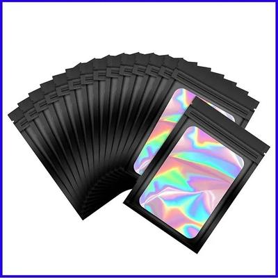 50 pz di spessore sacchetti di mylar a prova di odore laser olografico colore sacchetto di imballaggio in plastica sacchetto di immagazzinaggio di gioielli sacchetto di immagazzinaggio regalo sacchetto a chiusura zip