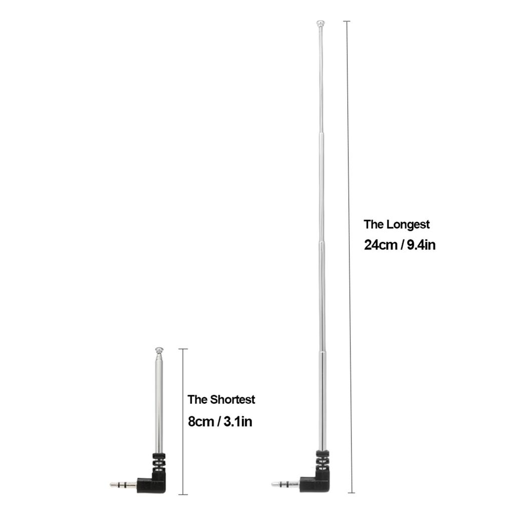 FM Radio Antenna 3.5mm Retractable Aerial 4 Sections L Shape 240mm Antenna