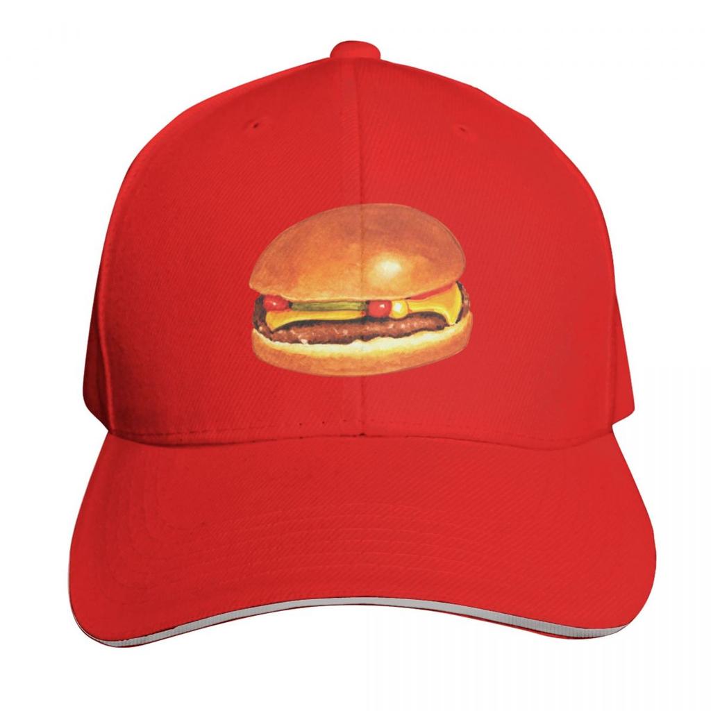 Cheeseburger Pattern Blue Baseball Cap Unique Hats New Hat Custom Cap Tea Hat Baseball For Unisex Womens