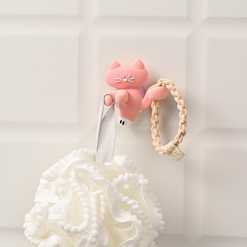 Adorable Cat Silicone Suction Cup Toothbrush Holder Wall Mounted Easy Clean Waterproof Bathroom Storage Accessory